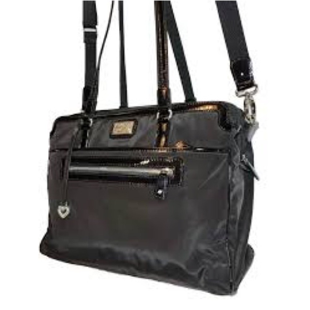 Brighton Brett Work It laptop bag nylon and patent leather- strap and shoulder